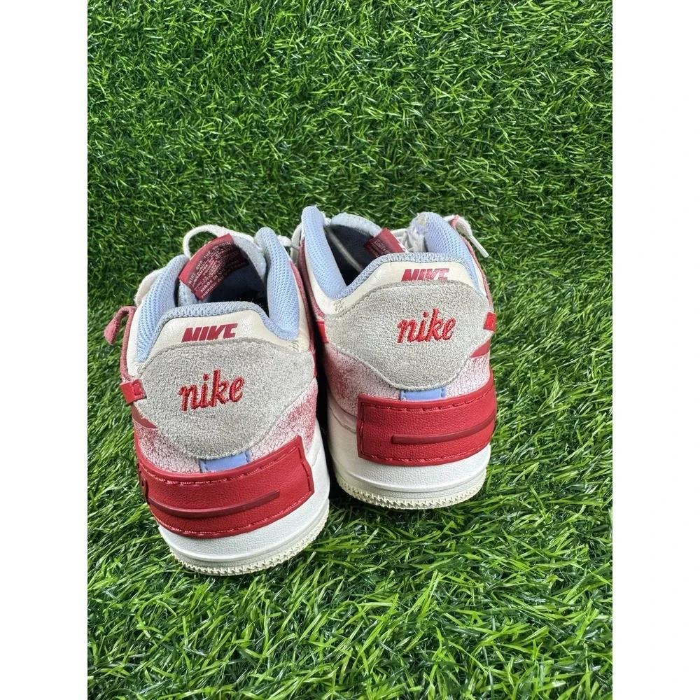 Nike Wmns Air Force 1 Shadow 'Cracked Leather' white, gym red, aluminum Size 8.5